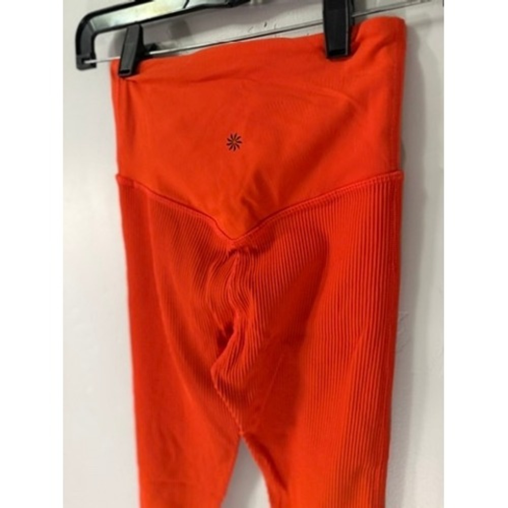 Athleta Women's Orange Ribbed High Waist Workout Leggings Size‎ XXS - Picture 4 of 6